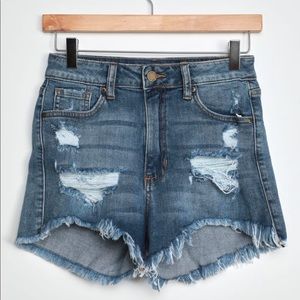 Cute denim on trend high waist shorts